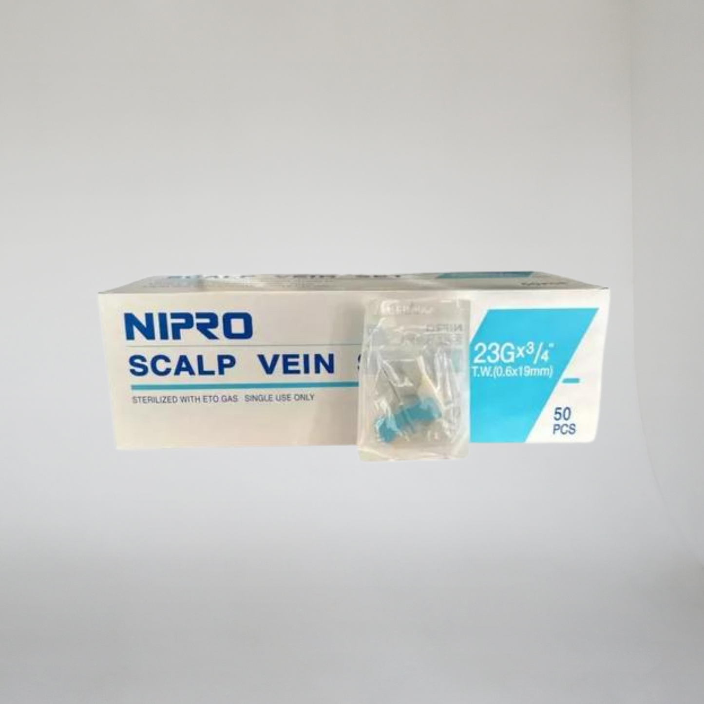 NIPRO SCALP VEIN SET STERILIZED WITH ETO GAS SINGLE USE ONLY 23Gx3/4" T.W.(0.6x19mm)